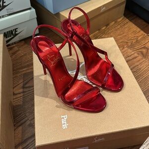 BRAND NEW Christian Louboutin Red Rosalie Heeled Sandals 37
